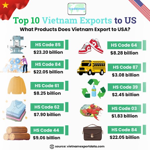 Top 10 Vietnam Exports to US in 2024-25