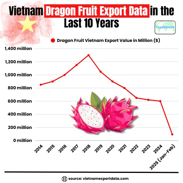 Yearly Vietnam dragon fruit export data