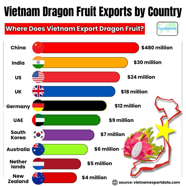Vietnam Dragon Fruit Exports by Country