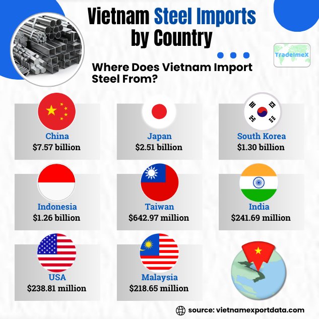Vietnam steel imports by country 2024-25