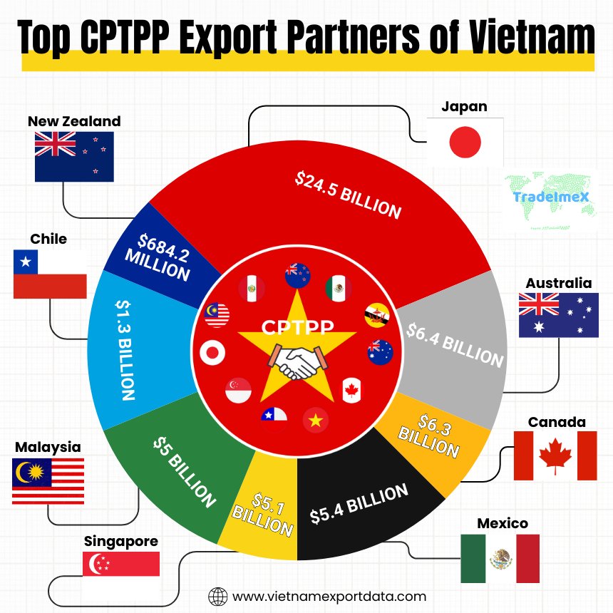Top CPTPP Export Partners of Vietnam